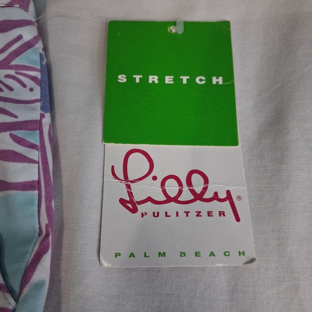 Lilly Pulitzer Floral Wide Leg Stretch Pants Blue Purple Green Tropical Resort 4 - Picture 13 of 16